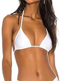 CHANGEZOE Triangle Bikini Tops for Women Halter String Bathing Suit Tops Sexy Brazilian Black White Swimsuit Top #Bright White