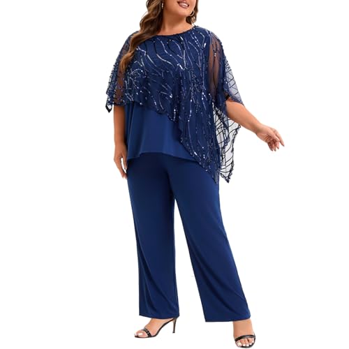 Go Mai Plus Size Mother of the Bride Pant Suits 2 Piece Set Elegant Embroidered Sequins High Low Hem Wedding Guest Outfit for Women