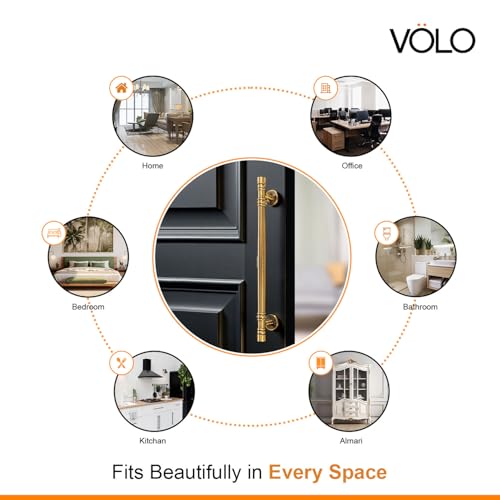 Image of VOLO Main Door Pull Push Handle | Premium Finish, Strong Grip Entrance Door Handle for Home Office Wooden Doors (Pack of 1 Piece, Antique Brass, 12 Inch (300MM))