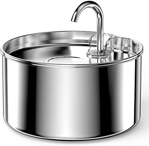 AOOGITF Cat Water Fountain, 304 Stainless Steel Pet Water Fountain, 24 Hours Keep The Water Clean, 74oz Capacity, Ultra-Quiet, No Sputter, Compact, Easy Cleaning, Suit for Pets