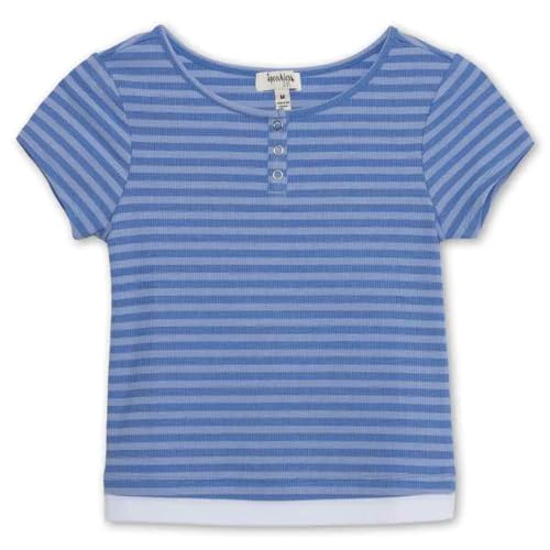 Image of Speechless Girls' Short Sleeve Stripe Button Up Top