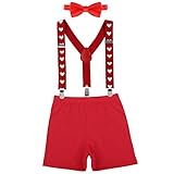 Cupid costume Valentine's Day Photo Prop Baby Angel Cupid Costume Baby Boys Adjustable Y Back Elastic Clip Suspenders Cake Smash Outfit Tuxedo Pre-tied Bloomers Bowtie set Z# Red+Sweetheart
