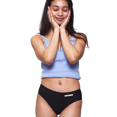 WUKA Teen Stretch Seamless Midi Brief Period Pants Heavy Flow Leak Proof Reusable Washable Underwear for Girls Teen Period Pants Multi Size Fits S M L Black
