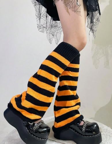 Image of WODECASA Girls Kawaii Leg Warmers Knitted Flared Leg Sleeves Goth Crochet Baggy Cuff Ankle Heap Socks