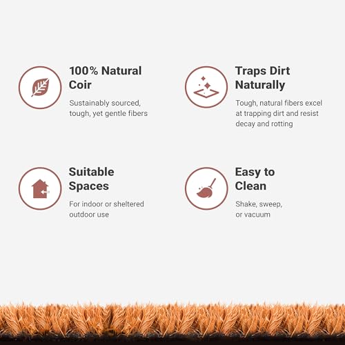 THEODORE MAGNUS Door Mat – Coir Doormat for Outdoor Entrance, Durable Welcome Mat with Non-Slip Backing, Perfect for Front Door and Entryway - Outdoor/Indoor - Warm Greeting - 17" x 30"