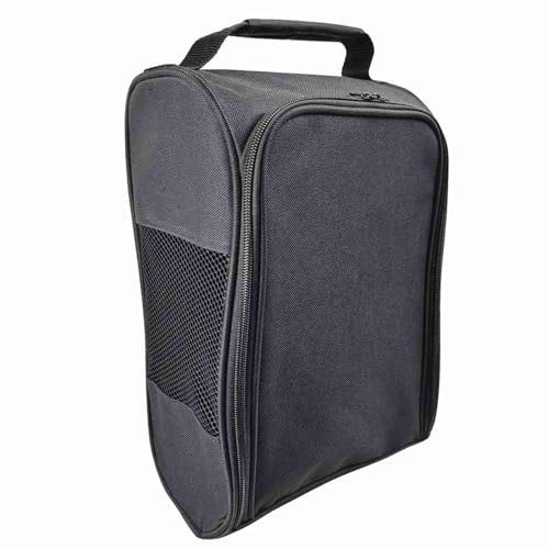 Bolsa de Tela Oxford Organizador de Almacenamiento de Zapatillas Transpirable con Cremallera Doble para Zapatos de Golf Viaje Black Pink Blue 23x15x33cm (Negro)