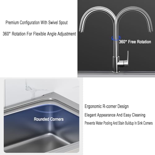Évier à main en acier inoxydable durable avec angles arrondis ergonomiques