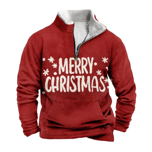 Pull thermique festif polaire demi-zip chaud hiver sans capuche