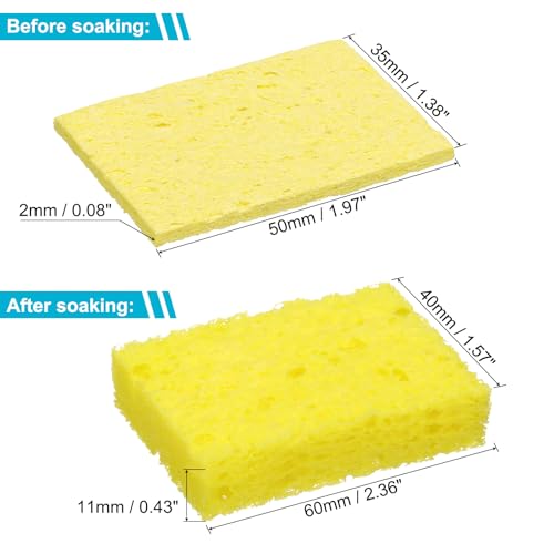 Image of uxcell Soldering Sponge 1.97 inch x 1.38 inch Rectangle Sponge Replacement Welding Soldering Iron Tip Cleaning Pads Soldering Iron Special High Temperature Sponge Yellow 20pcs