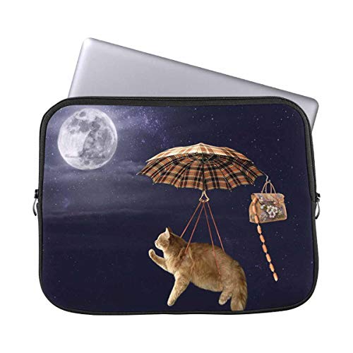 INTERESTPRINT 13 Inch 13.3 Inch Laptop Protective Carrying Bag Brave Cat Flying on Umbrella Notebook Sleeve Pouch Case Bag