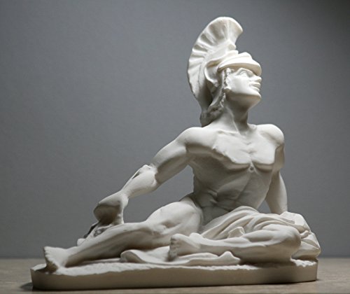 Dying Achilles Trojan War Hero Alabaster Statue Sculpture Handmade Nude Male #TOP5