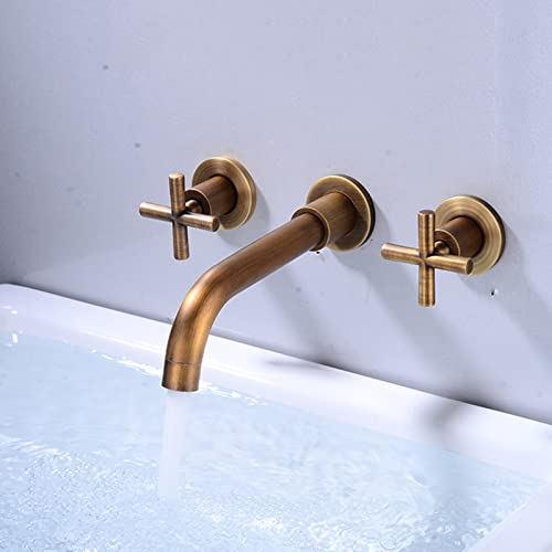 Grifo para lavabo de pared cromado en latón macizo estilo Antique 3