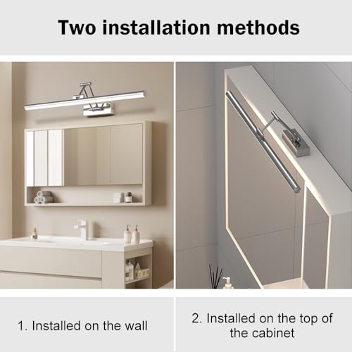 Lámpara de baño led sin sombras con soporte cromado de pared 7