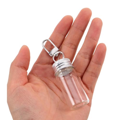 Mini botellas de vidrio transparentes de 7ml 10ml con llavero y clip GALPADA para manualidades 4