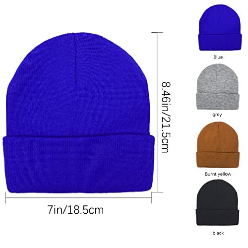 Jolbndcv 4 Pack Unisex Beanie Hats Knit Skull Cap Warm Stocking Hats Striped Winter Cuffed Beanies For Men Women #TOP1