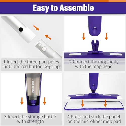 Image of Spray Mop for Floor Cleaning with Bottle & 3 Microfiber Pads | Refillable bottle, washable pads, wet /dry flat mop for hardwood, laminate, wood & ceramic floors, home or commercial use