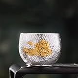 Handgefertigter Verkostungskelch aus vergoldetem Pfingstrosen-Sterlingsilber, Gongfu-Trinkgeschirr, Getränkegefäß, Espresso, Kaffee, Wein, eleganter Metallbecher