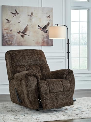 Signature Design by Ashley Manual Rocker Recliner Chair, Chocolate Brown | Supportive 41 in tall backrest, Plush pillow-top arms, 100% polyester fabric, 13 in wall distance, RiverCam - image 2