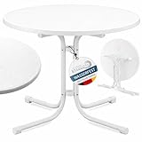 Beautissu Bistrotisch Outdoor Rund &Oslash; 80 cm Wasserfest &ndash; Beistelltisch Balkontisch Wetterfest Gartentisch Rund Klappbar 70 cm hoch &ndash; Campingtisch Partytisch Esstisch Gastro &ndash; Wei&szlig; Bistroni