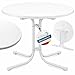 Beautissu Bistrotisch Outdoor Rund Ø 80 cm Wasserfest – Beistelltisch Balkontisch Wetterfest Gartentisch Rund Klappbar 70 cm hoch – Campingtisch Partytisch Esstisch Gastro – Weiß Bistroni