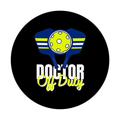 Doctor Off-Duty Funny Medical Doctor Pickleball Lover PopSockets Swappable PopGrip, Black - Image 3