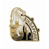 Vagabond Heart Singapore Enamel Pin - Hard Enamel Lapel Pin Badge Merlion Souvenir - Metal Travel Pin for Backpack Jacket Hat - Collectible Gift for Travelers Men Women - 1.25' Inch Rubber Clutch Back