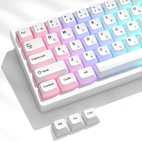 Image of Womier Japanese White Keycaps, Ceramic Style PC Glossy Jelly Keycap | Keyboard Caps, MDA Profile 115-Key Custom Key caps Set for 61 /68 /84 /87 /98 /100 /104-Key MX Switch Key cap