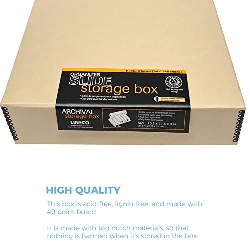 Lineco, Caixa de armazenamento Archival Slide 39,4 cm x 29,2 cm x 7,6 cm, comporta até 1, 320 slides
