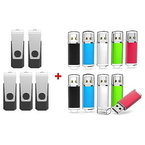 TOPESEL 5 Pack 32GB USB Flash Drive (Black) and TOPESEL 10 Pack 16GB USB 2.0 Flash Drives Memory Stick Thumb Drive (5 Mixed Colors: Black Blue Green Red Silver) Cover