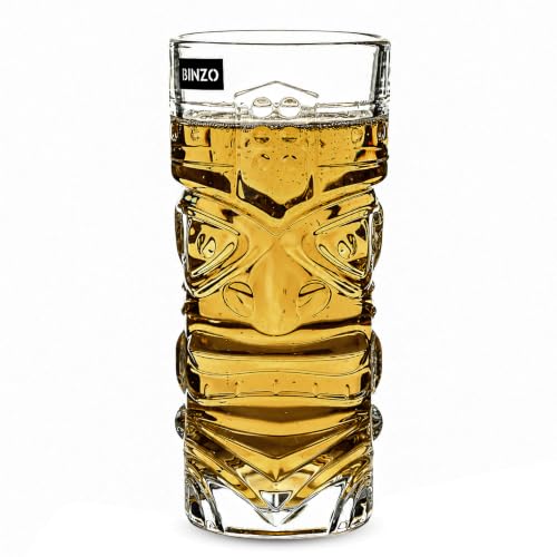 Image of BINZO Glass Modern Bar Cocktail, Mocktail Glasses, 420 ML, Set of 6, Perfect for Exotic Cocktails, Beer, Tiki, Cold Drinks, Juice, Beer, Any Drink., Transparent