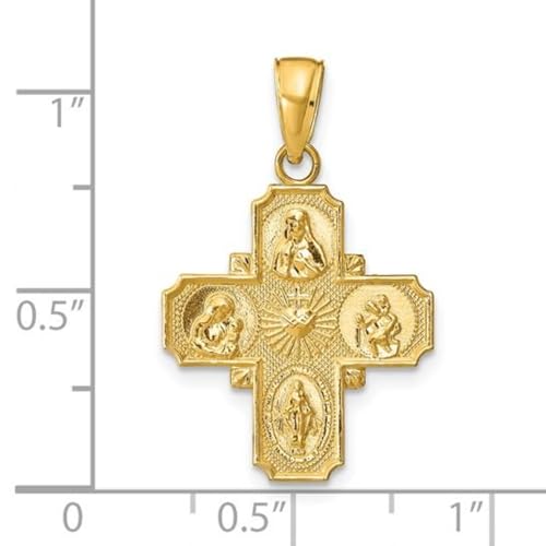 The Men's Jewelry Store 14k Yellow Gold 4-Way Cross Pendant – Beveled Edging, Polished & Satin Finish, Die Struck, Includes Gift Box4
