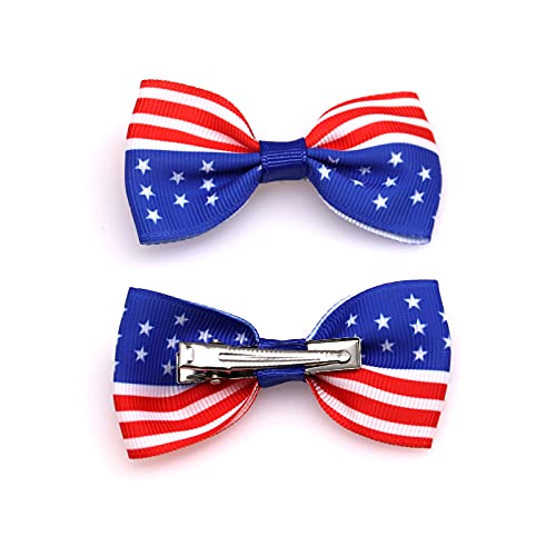 2 Pcs Independence Day Bow Flag Hairpins Patriotic Decorative Hair Accessories For Girls Women #TOP1