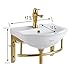 Renovators Supply Manufacturing Wall Mount Bathroom Sink 17 3/4 In. White Ceramic Wall Hung Sink With Brass Faucet And Sink Drain