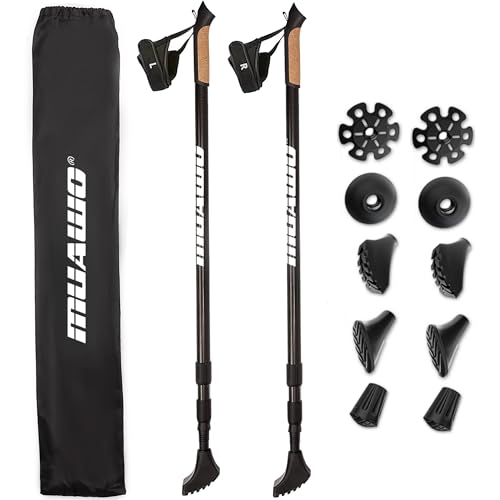 Muawo Premium Nordic Walking Poles | Adjustable, Ultralight 6.7 Ounces, 25"-53" Telescopic Twist Pole, 100% Carbon | Trekking Poles, Hiking Poles, Walking Sticks for Women & Men