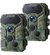 Trail Camera 2 Pack WiFi, 32MP 1080P Game Camera with Low Glow IR Night Vision, 0.1s Trigger Spee...