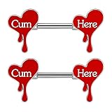 CHARMONLINE Letter Nipple Ring 14G 316L Surgical Steel Nipple Barbell Heart Shape Devil Body Piercing Jewelry for Women Men