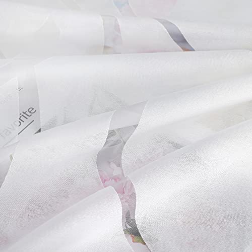 CORLIF Raffrollo Ausbrenner Gardinen Küchen Raffgardinen Landhaus Transparente Schlaufenrollo mit Wellenmuster Kurzvorhang Modern Rollos mit Schlaufen Weiß BxH 140x140 cm 1 Stück