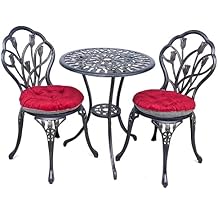 Patio Bistro Table Set,5 Picec Outdoor Patio Set Rust-Resistant Cast Aluminum Tulip Design Outdoor Furniture Set1