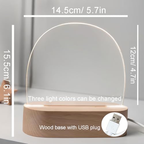 Lámpara de noche personalizada con luces LED y base de madera miniatura 6