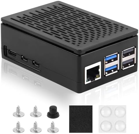 Aolso Raspberry Pi 5 Gehäuse, Unterstützt Offiziellen Active Cooler für Pi 5 4GB/8GB, Passive Cooling Heat Dissipation Case