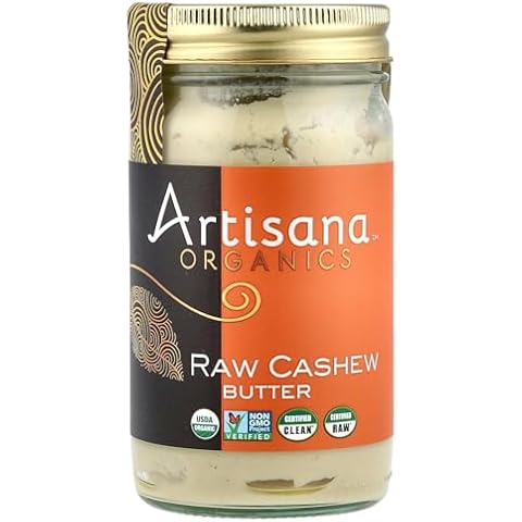 Artisana Organics Raw Cashew Butter - No Sugar Added, Vegan and Paleo Friendly, Non GMO, 14oz Jar Cover