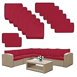 Comcaver 14 Pack Patio Cushion Covers Set Outdoor Cushion and Pillow Replacement for 7 Pieces 6 Seater Funiture Conversation Set Sectional Waterproof Patio Cushion Slipcovers Set Burgundy COVERS ONLY