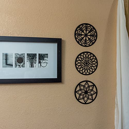 Eyonglion Mandala Metal Wall Decor,Geometric Flower Wall Art Set Of 3, Boho Farmhouse Wall Art For Living Room #TOP2