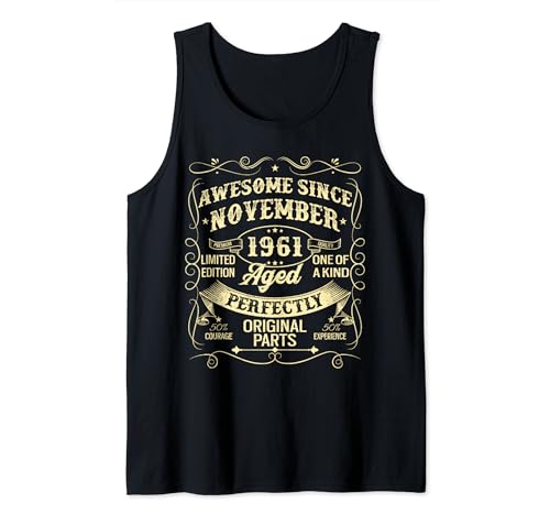 Awesome Since November 1961 Year Of Birth Birthday Vintage Camiseta sin Mangas