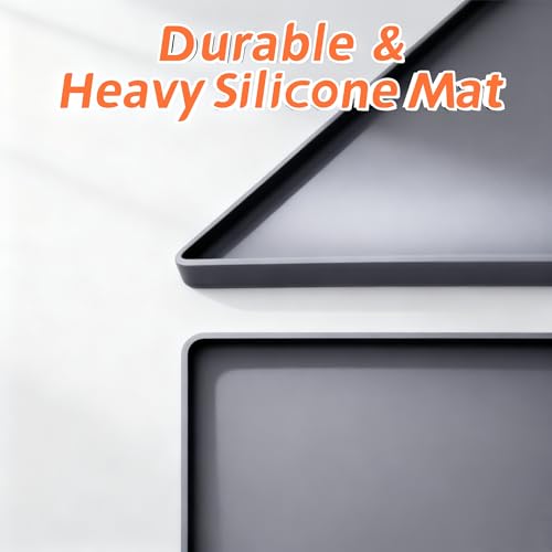 Silicone Mat for Washing Machine, 23.6 x 23.6 Inch Non-Slip Silicone Mat Drip Pan for Laundry Room, Waterproof Washer & Dryer Pedestal Tray for Storage, Prevent Scratches and Spills