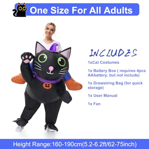 Poptrend Inflatable Cat Costume for Adult Kids, Halloween Costumes Men Women Ride on Blow up Costumes Funny Fancy Dress Party Costumes (Adult) - Image 2