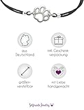Selfmade Jewelry Armband Damen Silber Pfote Größenverstellbares Makramee-Armkettchen mit Tatze Handgemacht Inkl. Geschenk-Verpackung