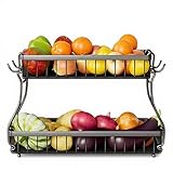 Bandeja de frutas de 2 capas apta para encimera de cocina, estante para frutas y...