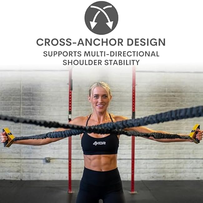 Resistance Cords - Cross Anchored Shoulder Exercise Bands - Ideal for Dynamic Warmups and Physical Rehab - One Pair of Cords - 4KOR Fitness
