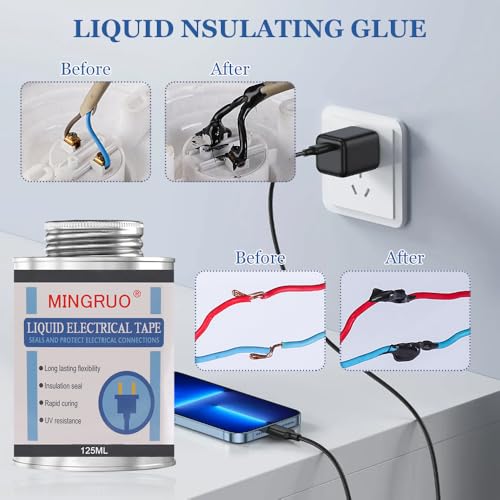 MINGRUO Flüssiges Isolierband, Insulating Glue, Flüssiger Isoliergummimantel, Liquid Insulating Rubber, Flüssiggummi Flüssigkunststoff Isolierband Für den Innen und Außenbereich